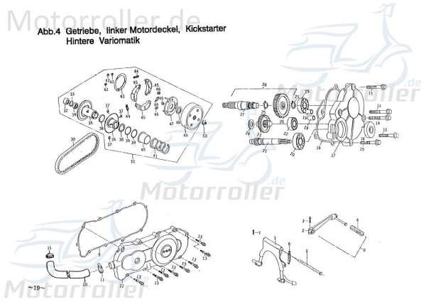 PGO Feder Hauptständer Star 50 Schraube Halter 50ccm 2Takt Motorroller.de Befestigung Sechskantschraube Halterung Flachkopfschraube Sechskant-Schraube