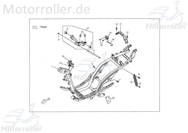 PGO T-Rex 125 Rahmen Gestell C1 125ccm 4Takt C14210086002 Motorroller.de Metallrahmen Fahrgestell Rahmenteil Grundgerüst Fahrzeugrahmen Scooter