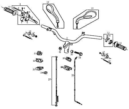 Rex RS125 Bremszug Bowdenzug Seilzug 125ccm 4Takt FIG27-27 Motorroller.de Bremsleitung Bautenzug Bremsseil Bremskabel Brems-Zug Bauten-Zug Scooter