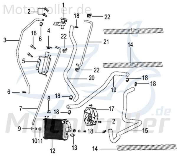 Schlauch Kühlwasserausgleich 125ccm 4Takt Jonway 750168 Motorroller.de Gummischlauch Leitung Zuleitung Plastikschlauch Ableitung 125ccm-4Takt Scooter