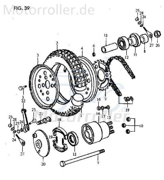 Jincheng JC 50 Monkey Repl. Bremsarmatur 50ccm 4Takt 64411-A0300 Motorroller.de Bremshebel Handbremshebel Handbremsgriff Brems-Hebel Bremsdruckarmatur