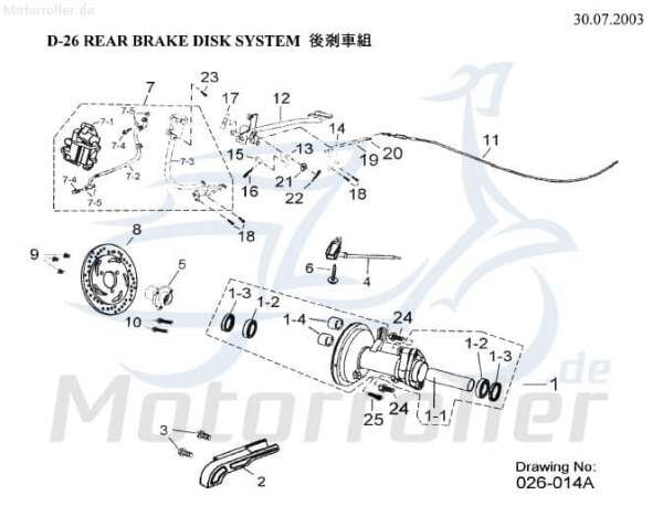 AEON Overland 180 Nabe Bremsscheibe 180ccm 4Takt Motorroller.de Quad ATV UTV