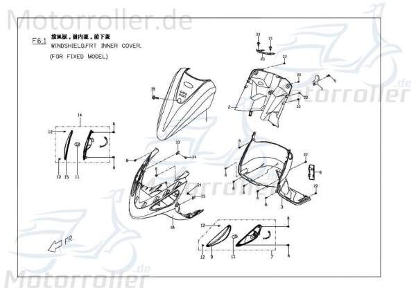 PGO Sechskantschraube M6x20mm T-Rex 50 Halter 50ccm 2Takt Motorroller.de Befestigung Halterung Flachkopfschraube Sechskant-Schraube Bundschraube