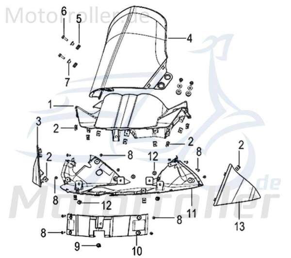 Lenkerverkleidung links weiß WC Jonway Insignio 250 DD 750476 Motorroller.de Frontverkleidung Frontschürze Frontmaske Lenkerabdeckung Front-Cover