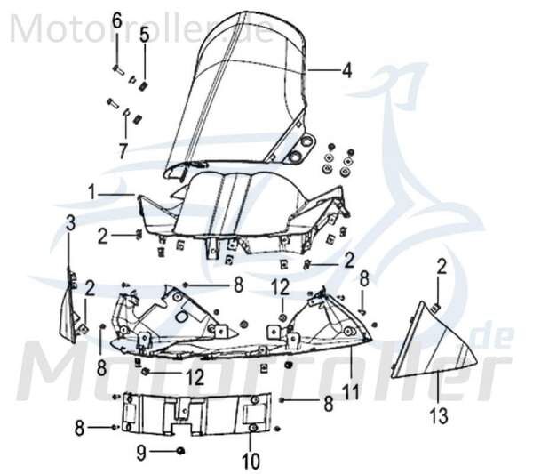 Kreidler Insignio 125 2.0 Frontscheibe 125ccm 4Takt 65503N120010 Motorroller.de Windschild 125ccm-4Takt Scooter Qingqi Ersatzteil Service Inpektion