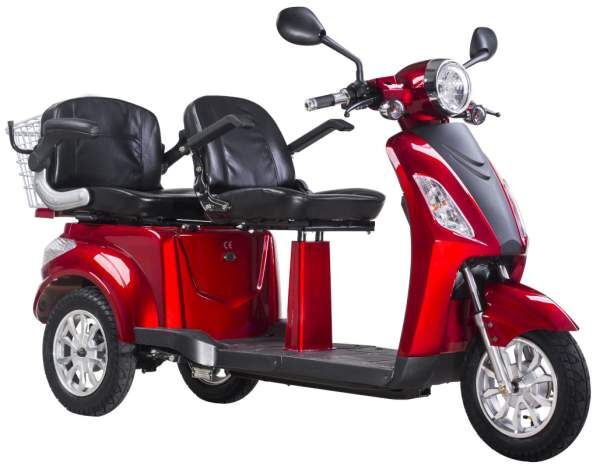 Dreirad Scoody E Trike ZT-18 25 km/h rot Graphen-Akku 1000 Watt Elektroroller E-Scooter E-Roller Dreiradroller Zweisitzer