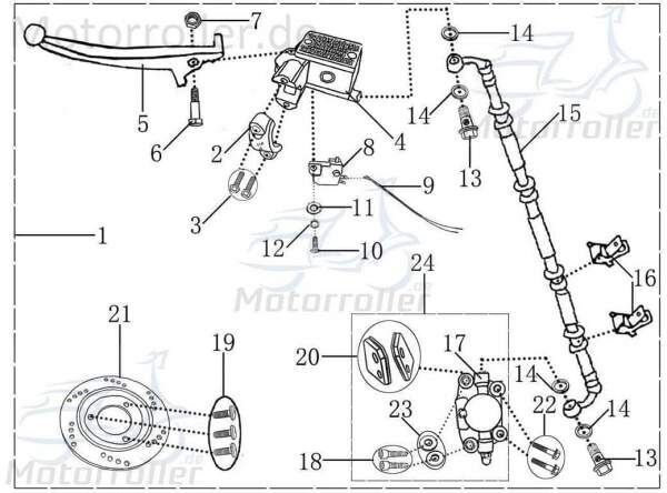 Bolzen Jonway Galactica 2.0 RC 50 Gewindebolzen 2100806-8 Motorroller.de Stehbolzen Zapfen Gewindestift Arretierbolzen Stiftschraube Gewinde-Stift