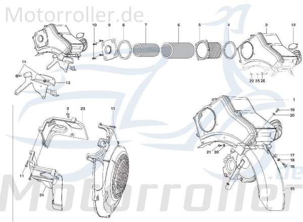 Kreidler STAR Deluxe 4S 125 Gebläsegehäuse 125ccm 4Takt SF512-0082 Motorroller.de 125ccm-4Takt Scooter LML Ersatzteil Service Inpektion Direktimport