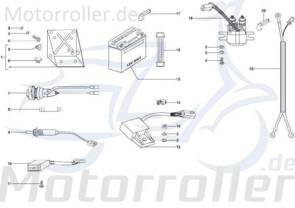 Anlasserknopf Kreidler STAR Deluxe 4S 125 Scooter C-2718180 Motorroller.de Schalter Anlasser-Knopf Starterknopf Anlasserschalter 125ccm-4Takt Moped