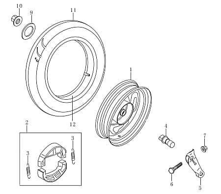 Hinterrad komplett Felge Reifen 3.50-10 86458