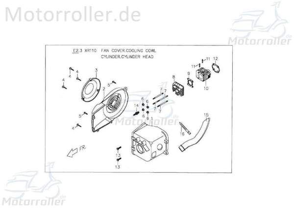 PGO X-RIDER 110 Kühlerhaube Kühlerabdeckung Quad ATV 50ccm 110ccm 2Takt P0042101000 Motorroller.de Zylinderverkleidung PGO 50ccm-2Takt UTV Ersatzteil