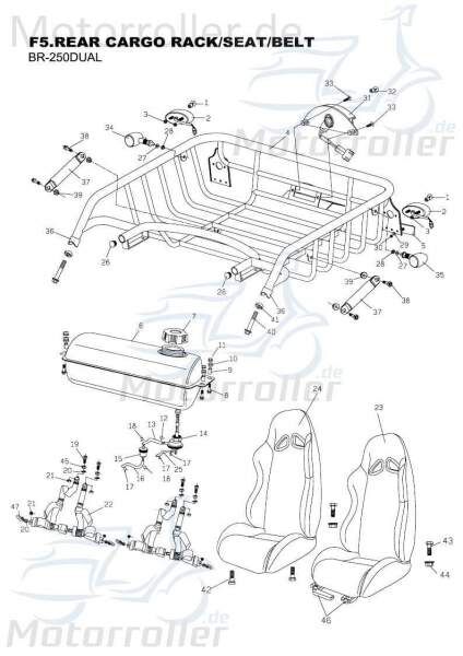 PGO Halter Gepäckträger hinten silber Bugrider 250 Halterung B76762107I00 Motorroller.de Haltebügel Halteblech Halte-Blech Halte-Bügel Buggy Service