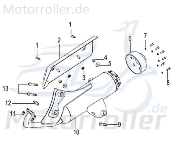 Kreidler Insignio 125 2.0 Auspuffblende 125ccm 4Takt 47038T43HU00 Motorroller.de Auspuffschutz Hitzeblech Auspuffabdeckung Auspuff-Blende Hitze-Blech