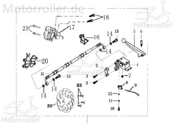 Kreidler Hiker 2.0 125 DD Bremsscheibe hinten Roller 701311 Motorroller.de Scheibenbremse Hinterradbremse Scooter Original Ersatzteil