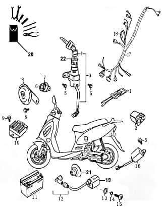 Gummihalter für Blinkrelais Rex RS450 Haltegummi 87244 Motorroller.de Gummihalterung Gummiträger 50ccm-4Takt Scooter RS250 Ersatzteil Service