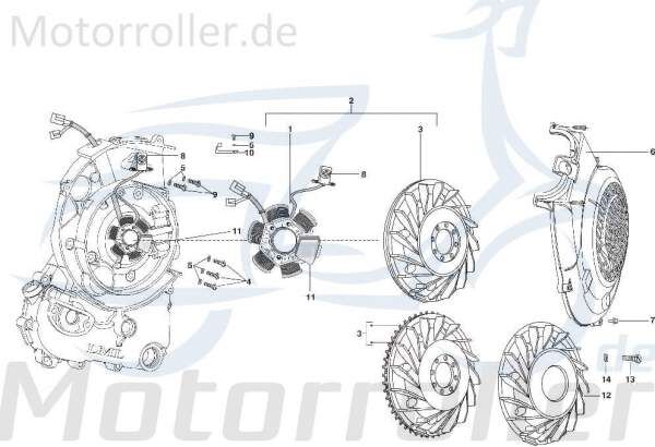 Kreidler STAR Deluxe 4S 125 Lichtmaschine 125ccm 4Takt SF512-0213 Motorroller.de Stator Ankerplatte Anker-Platte Stromerzeuger Strom-Generator Scooter