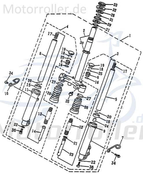 Vorderradgabel komplett Gabelbrücke Vordergabel 74101