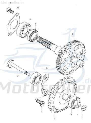 Sundiro XDZ 50 TA Stift Bolzen 50ccm 2Takt D1E41FM01-10 Motorroller.de Passstift Nietstift Pass-Stift 1E40QMB Scooter Ersatzteil Service Inpektion