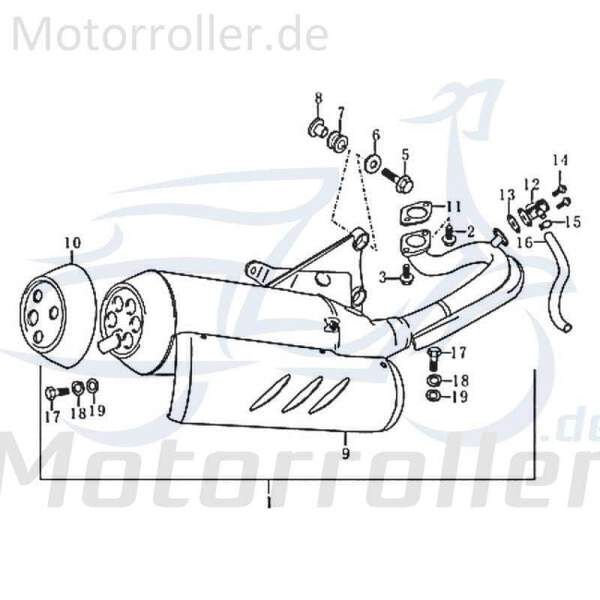 Jonway RMC-G 50 Auspuff Endschalldämpfer 50ccm 2Takt 83681 Motorroller.de Auspuffanlage Endtopf Auspuff-Anlage Auspufftopf Auspuffendtopf 50ccm-2Takt