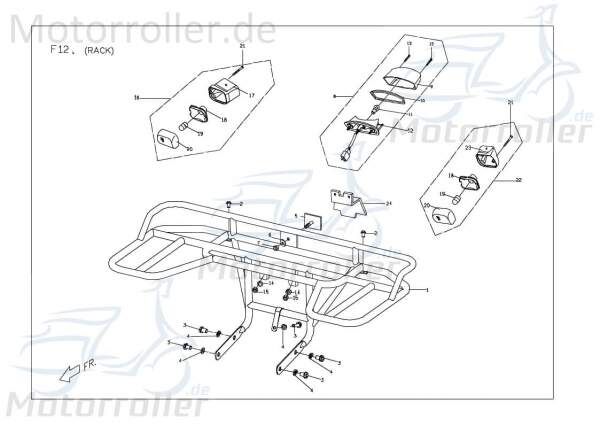 Gepäckträger hinten dunkel schwarz (65) PGO X0676204650