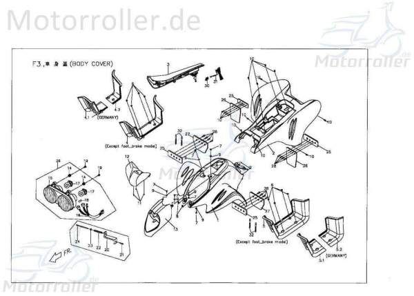 PGO X-RIDER 110 Heckverkleidung 150ccm 4Takt X0625G014R01 Motorroller.de Seitenteil Seitenverkleidung Seitenabdeckung Heckabdeckung Heck-Verkleidung