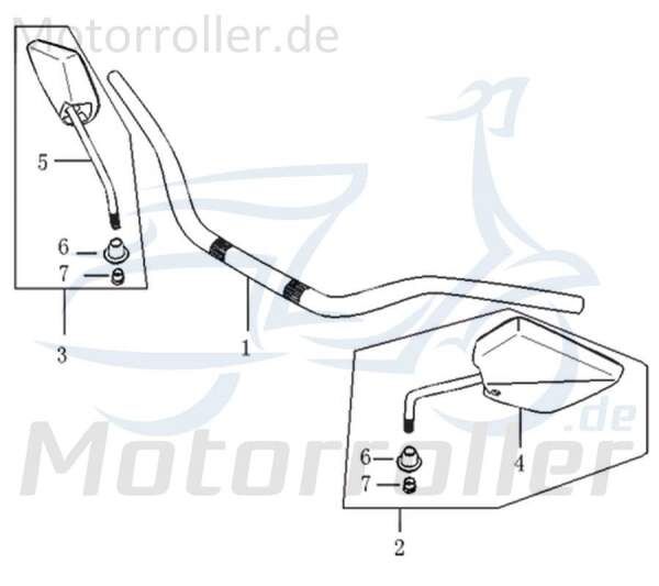 Rückspiegel links Motorrad 125ccm 4Takt Rex 733324