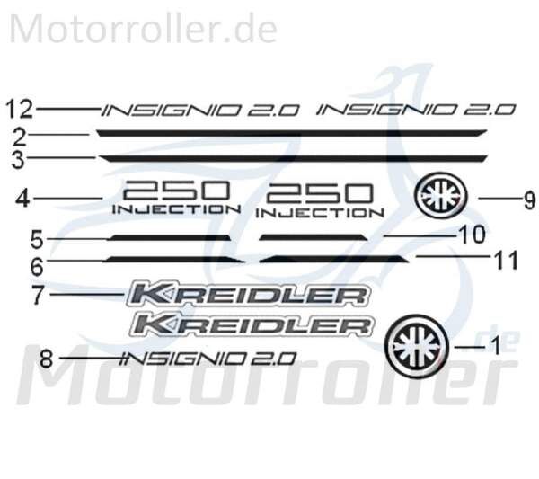 Kreidler Insignio 125 2.0 Dekorstreifen 125ccm 4Takt 05513N120001 Motorroller.de Dekoset Ziersteifen Scooter Qingqi Ersatzteil Service Inpektion