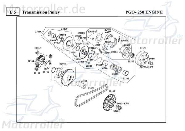 PGO Bugrider 250 Kupplungsbelag PGO Bugrider 250 22530-KHE7-900.0 Motorroller.de Kupplungsbacke Buggy Ersatzteil Service Inpektion