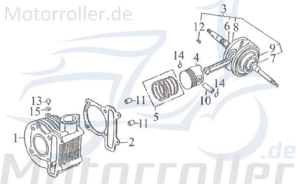 Kurbelwellekomplett mit Hauptlagern 170ccm 4Takt Kart 81333 Motorroller.de 170ccm-4Takt Kreidler F-Kart 170 Mustang 170 UTILITY Ersatzteil Service