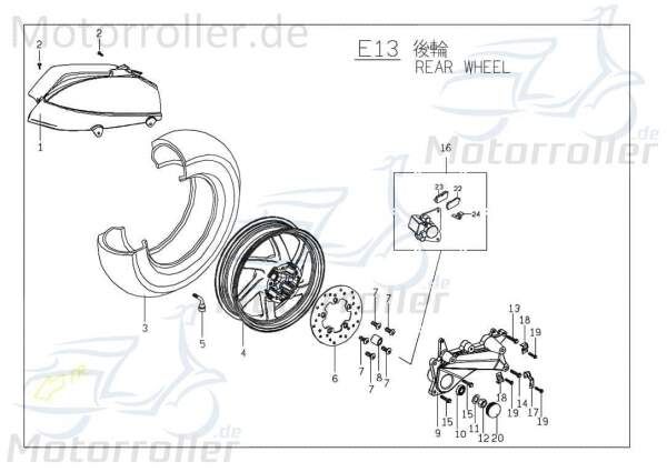 PGO Bremssattel hinten G-Max 125 Bremszange Brems-Zange M2406600000 Motorroller.de Brems-Sattel Bremshalterung Bremsblock Brems-Block Bremsvorrichung