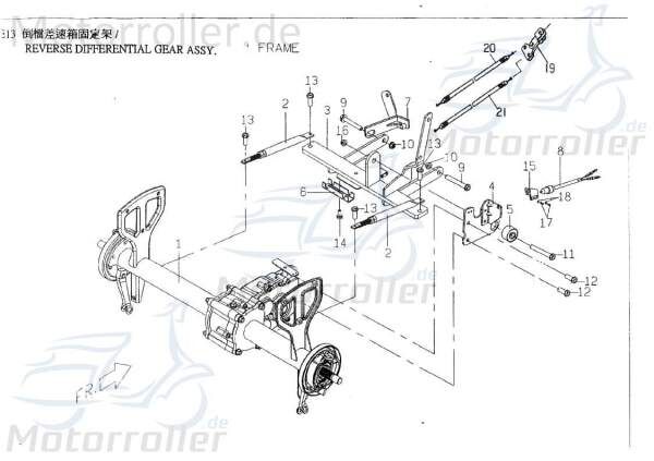 PGO Bundschraube M10x45mm Star 50 Flanschschraube 50ccm 2Takt Motorroller.de Maschinenschraube Flansch-Schraube Maschinen-Schraube Bund-Schraube