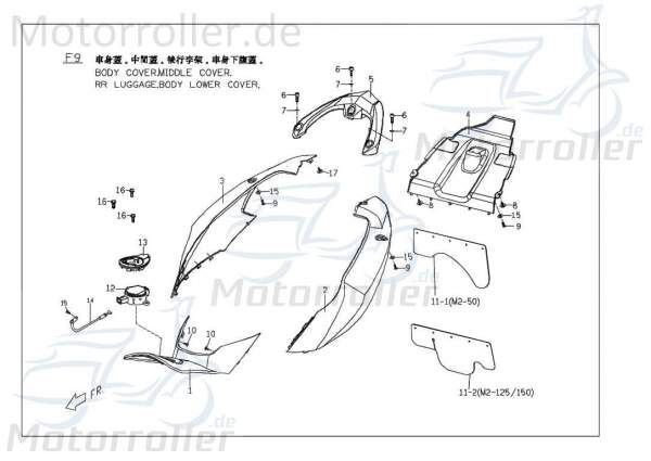 PGO Tankabdeckung G-Max 125 Tank-Deckel Tank-Cover Roller M252A300000 Motorroller.de Tankdeckel-Abdeckung Tankverkleidung Tank-Abdeckung Mokick