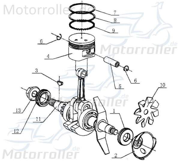 Pleuel Kurbelwelle rechts Tongjian Kinderbuggy 40ccm 4Takt Motorroller.de Kolbenstange Pleulstange Kurbelwellenstange 40ccm-4Takt Ersatzteil Service