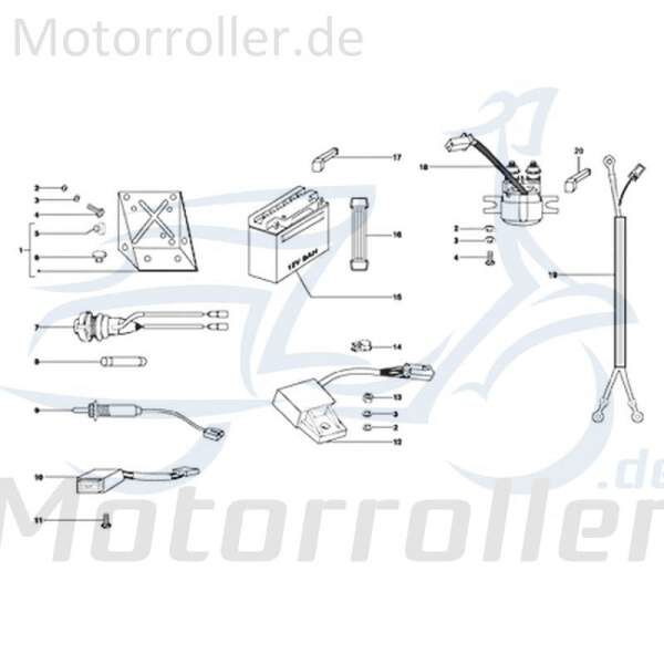 Anlasserknopf Kreidler STAR Deluxe 4S 125 Scooter 720254 Motorroller.de Schalter Anlasser-Knopf Starterknopf Anlasserschalter 125ccm-4Takt Moped