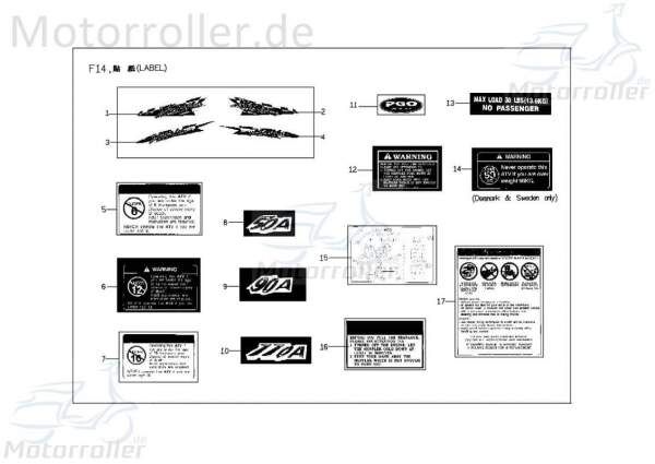 PGO Aufkleber 6 Jahre Grenze Xr50Xl X-Rider 90 Sticker Dekor X1603070000 Motorroller.de Dekor-Aufkleber Klebeetikett Quad ATV X-RIDER 110 UTV Service