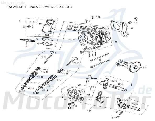 AEON Zylinderkopf Cobra 125 RS Zylinder-Kopf ATV 125ccm 4Takt Motorroller.de Zylinder-Deckel Zylinderdeckel Zylinder-Head Zylinder-Heads 125ccm-4Takt