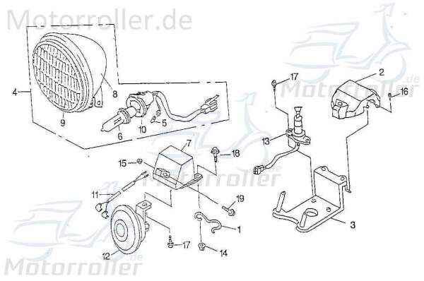 Rex Chopper 125 Scheinwerfer Reflektor 125ccm 4Takt 93252 Motorroller.de 12V35/35W Frontscheinwerfer Hauptscheinwerfer Front-Scheinwerfer Vorderlicht