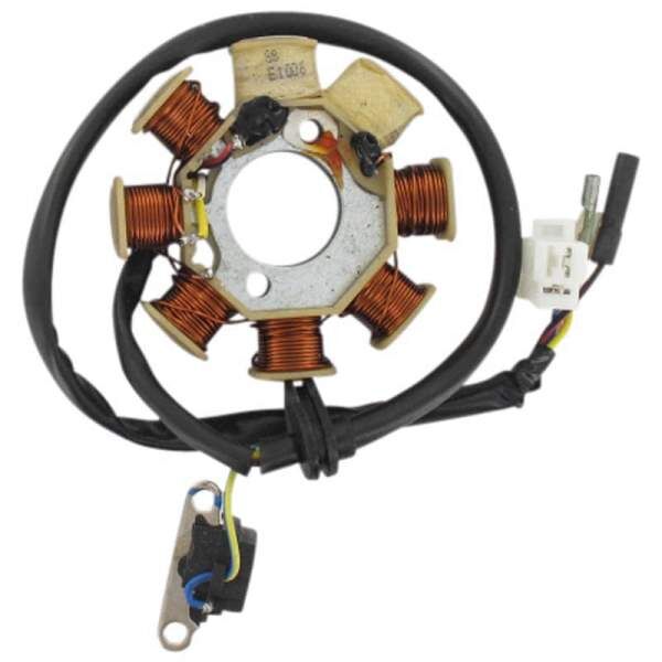 Lichtmaschine Stator AC6 8 Spulen Pick-up außen 50ccm 4Takt Motorroller.de 4 Kabel 1x + 2x1 Pol Ankerplatte Zündplatte Zündgrundplatte 139QMB Scooter