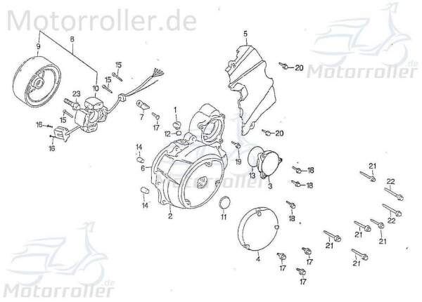 Schraube M5x25mm Rex Chopper 125 Maschinenschraube 98570 Motorroller.de Bundschraube Flanschschraube Flansch-Schraube Maschinen-Schraube Bund-Schraube