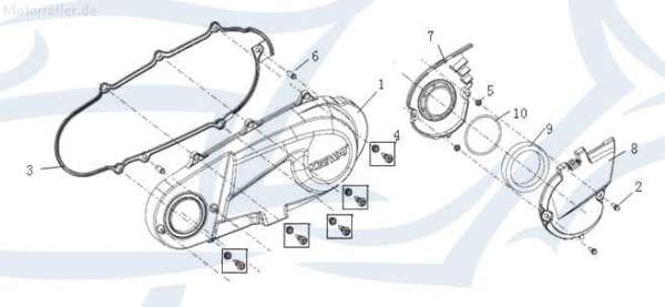 SMC Kühlungshutze Variomatikbelüftung Deckel 160043000000 Motorroller.de 125ccm-4Takt Scooter Generic Zion 125 Soho 125 Moped Ersatzteil Service