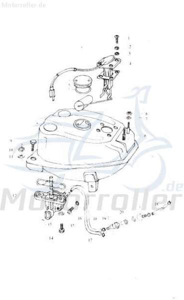 Sundiro XDZ 50 TA Benzintank 50ccm 2Takt QM50QW-B.10.1-00 Motorroller.de Benzin-Tank Kraftstoff-Tank Benzin-Behälter Benzinbehälter Kaftstoffbehälter