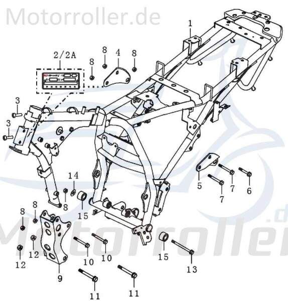 Schraube M8x65mm Jonway RMC-G 50 Maschinenschraube 91498 Motorroller.de Bundschraube Flanschschraube Flansch-Schraube Maschinen-Schraube Bund-Schraube