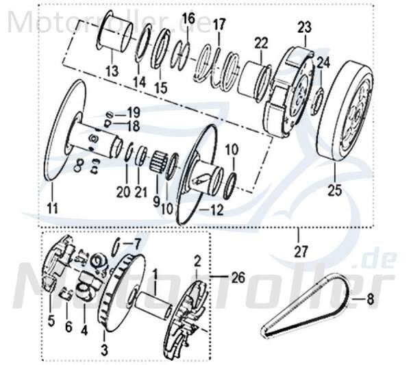 Kreidler Insignio 125 2.0 Keilriemen 125ccm 4Takt 750091 Motorroller.de Antriebsriemen Treibriemen V-Belt Keil-Riemen Variomatik-Riemen Vario-Riemen