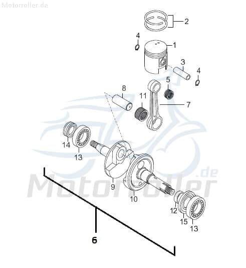 Sundiro XDZ 50 TA Kurbelwelle 50ccm 2Takt D1E41FM03.1-00 Motorroller.de Motorwelle Kolbenantriebswelle Crankshaft Kurbel-Welle Motor-Welle 50ccm-2Takt