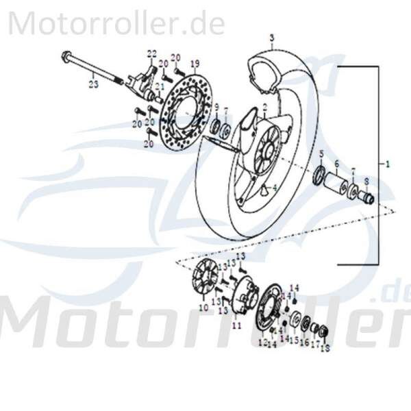 Kettenrad 46 Zähne Hinterrad Motorroller 125cc 4T 91477