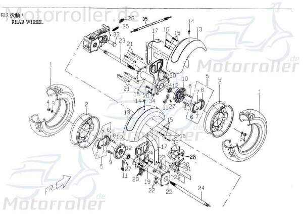 PGO Antriebswelle hinten links TR3 50 Mofa Antriebsachse P2144270000 Motorroller.de Ausgangswelle Getriebeausgangswelle Getriebewelle Eingangswelle