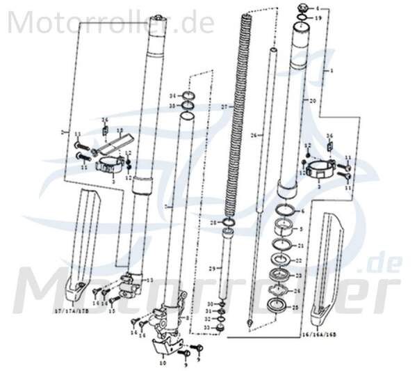 Kreidler DICE GS/SM 125i Schutz für die Vorderradgabel links 781031 Abdeckung Verkleidung Stoßdämpfer Gabelbein