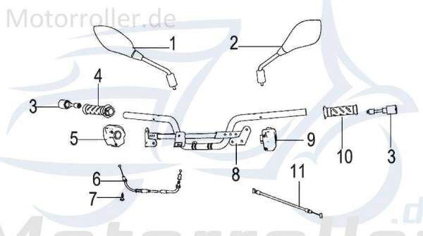 Kreidler Insignio 125 2.0 Rückspiegel rechts 125ccm 4Takt 40480N120000 Motorroller.de Seitenspiegel Rück-Spiegel 125ccm-4Takt Insignio 125 DD Mokick