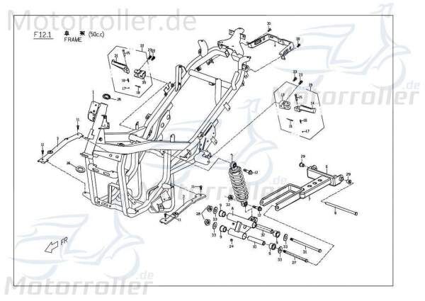 PGO Rahmen G-Max 50 Naked Gestell Metallrahmen Fahrgestell M24210006001 Motorroller.de Rahmenteil Grundgerüst Fahrzeugrahmen Fahrzeuggestell Mokick