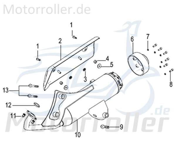 Kreidler Insignio 125 2.0 Auspuff 125ccm 4Takt 47100T740001 Motorroller.de Endschalldämpfer Auspuffanlage Endtopf Auspuff-Anlage Auspufftopf Scooter